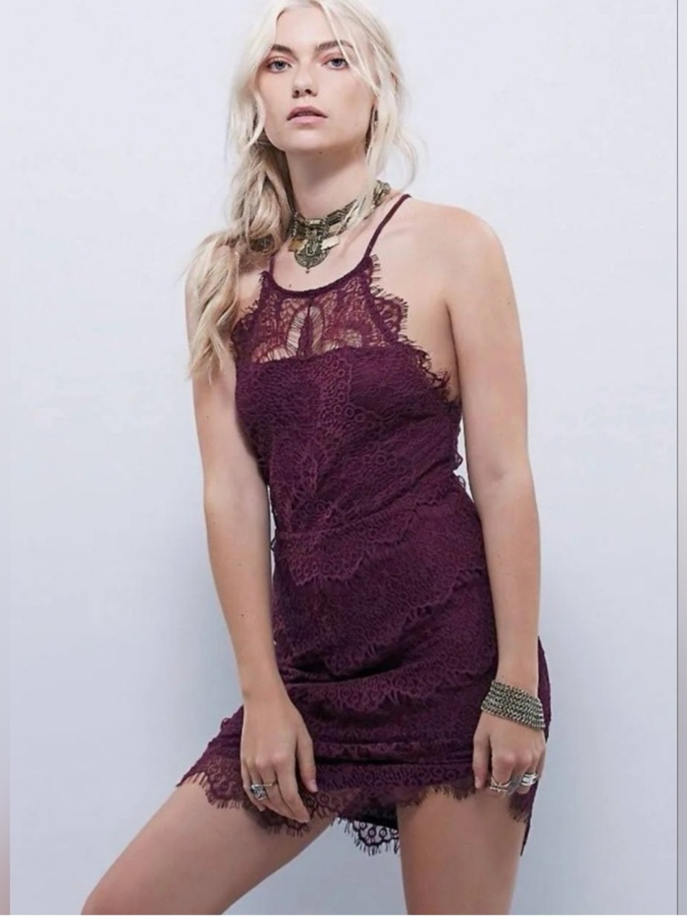 Intimately Free People She Got It Plum Lace Slip Dress